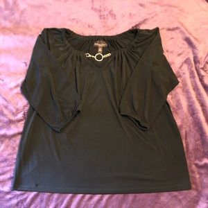 Classy Dana Buchman 3/4 sleeve shirt, black, 0X.